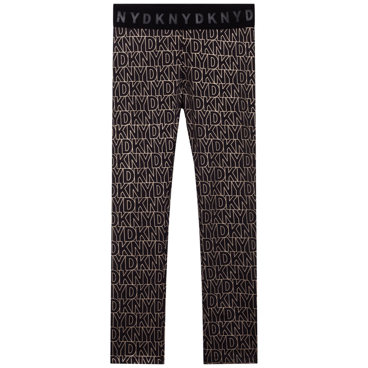 SS22 DKNY Girls Black & Gold Leggings