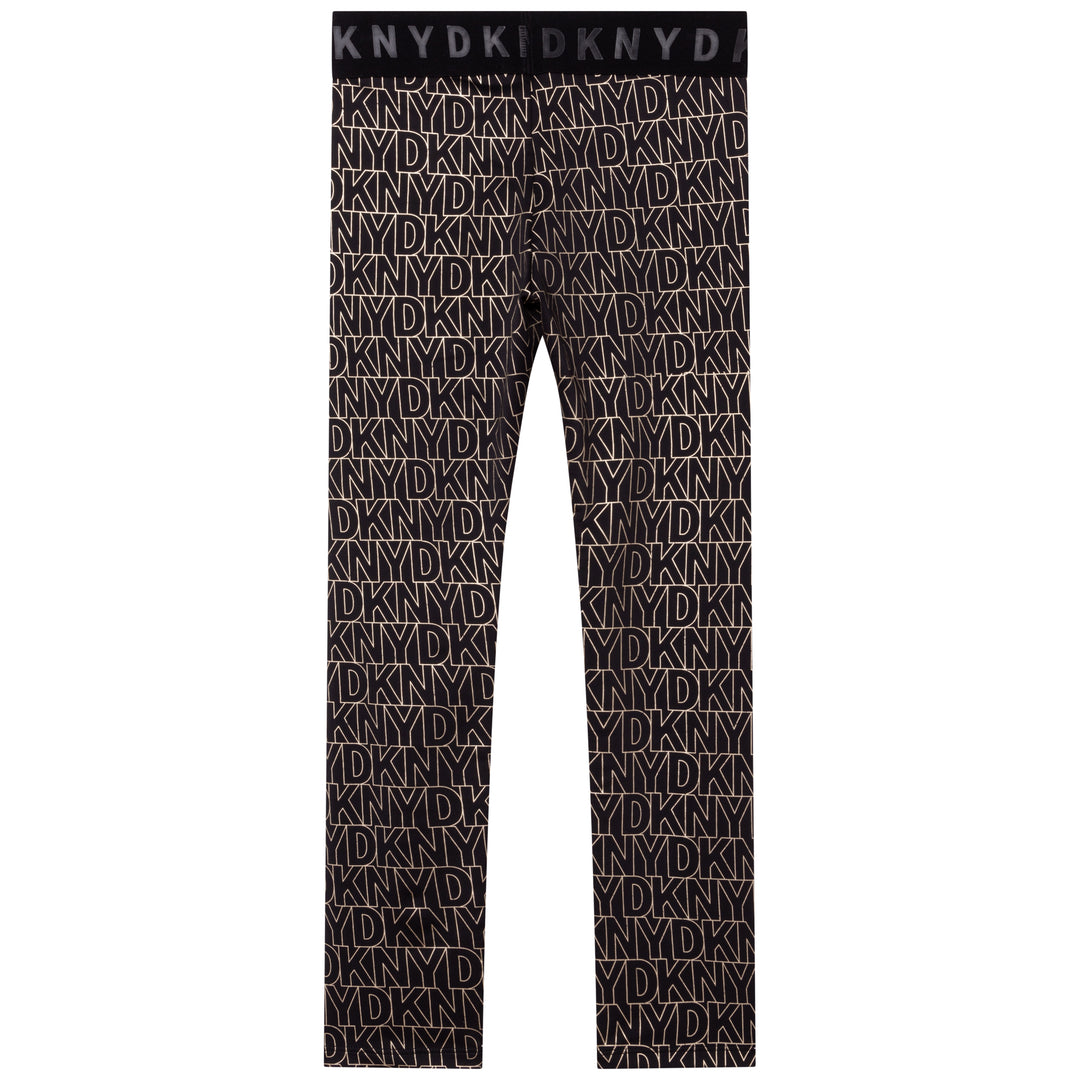 SS22 DKNY Girls Black & Gold Leggings