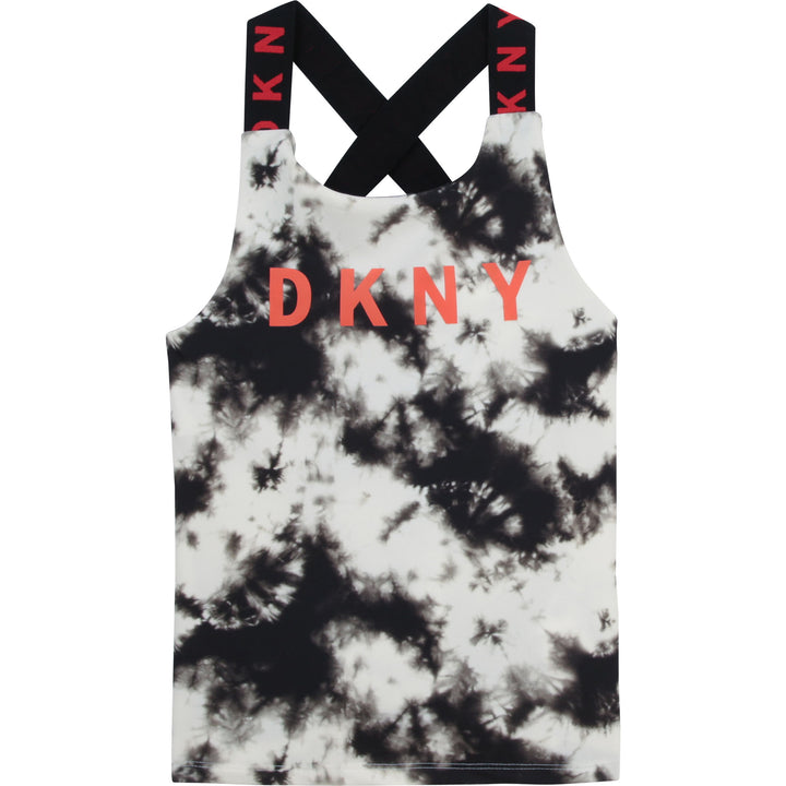 SS21 DKNY Girls Black & White Tie Dye Top