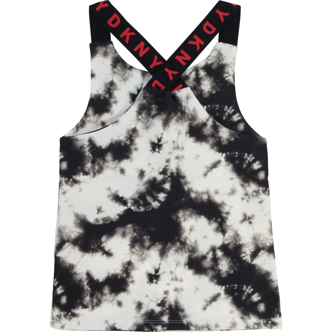 SS21 DKNY Girls Black & White Tie Dye Top