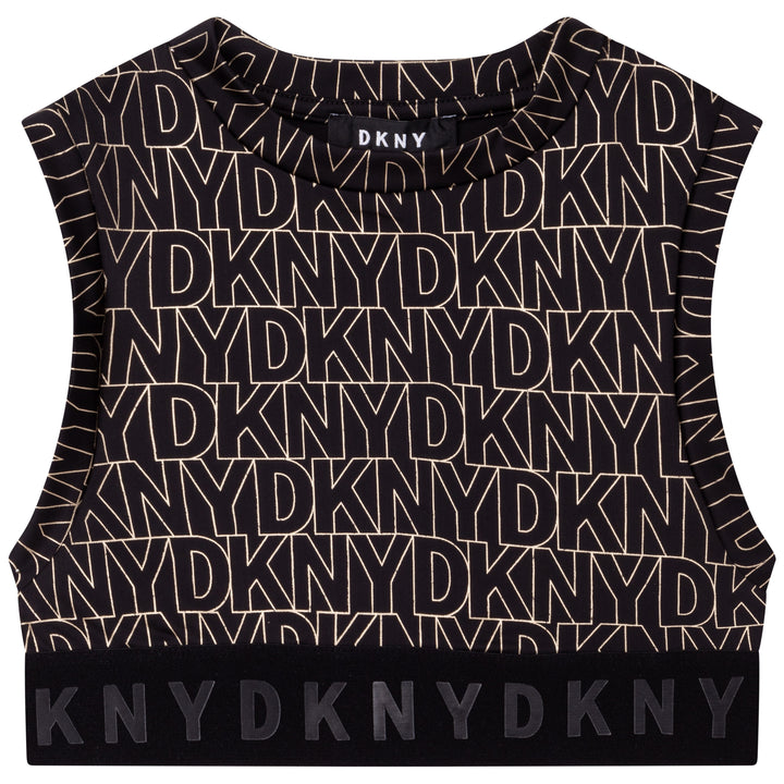 SS22 DKNY Girls Black & Gold Sports Top