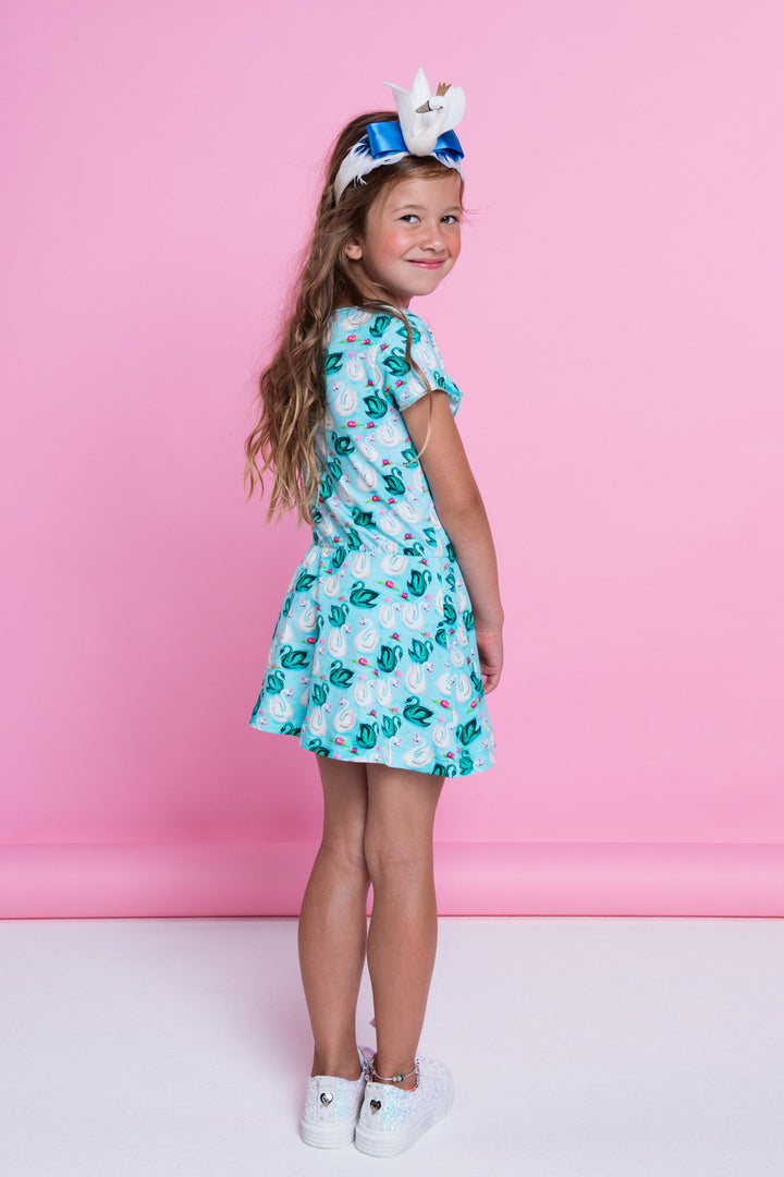 SS19 Mim-Pi Girls Green Swan Dress 294