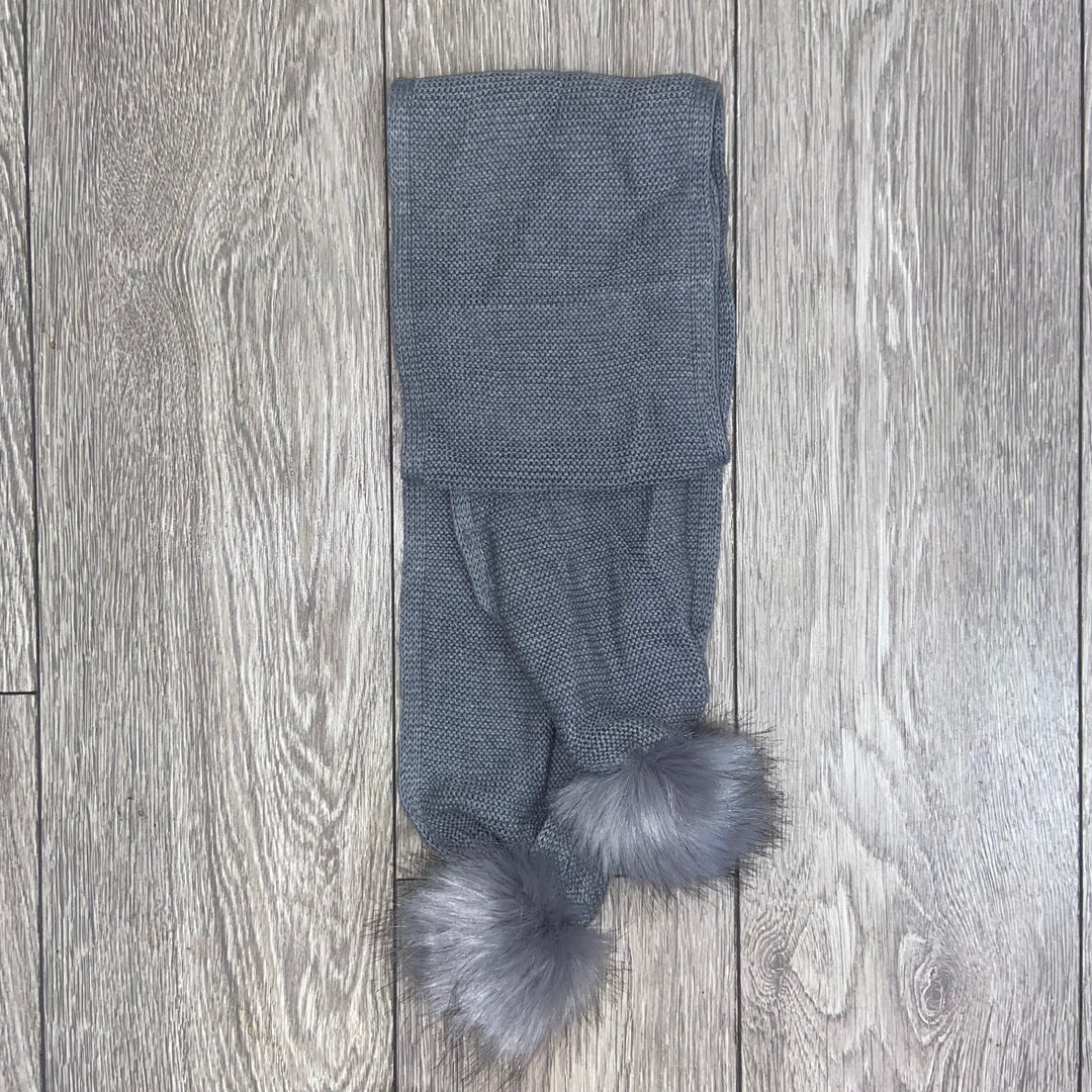 AW22 Meia Pata Grey Faux Fur Pom Pom Scarf