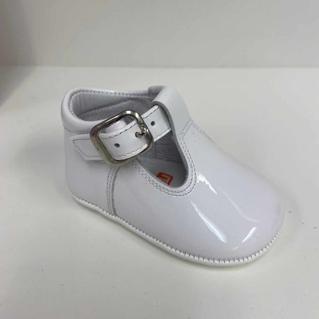 Andanines White Patent Pram Shoe