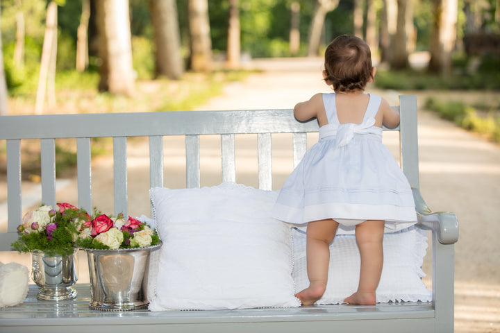 SS19 Patachou Girls Blue & White Sash Bow Dress