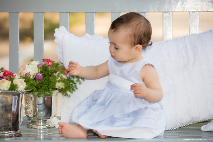 SS19 Patachou Girls Blue & White Sash Bow Dress