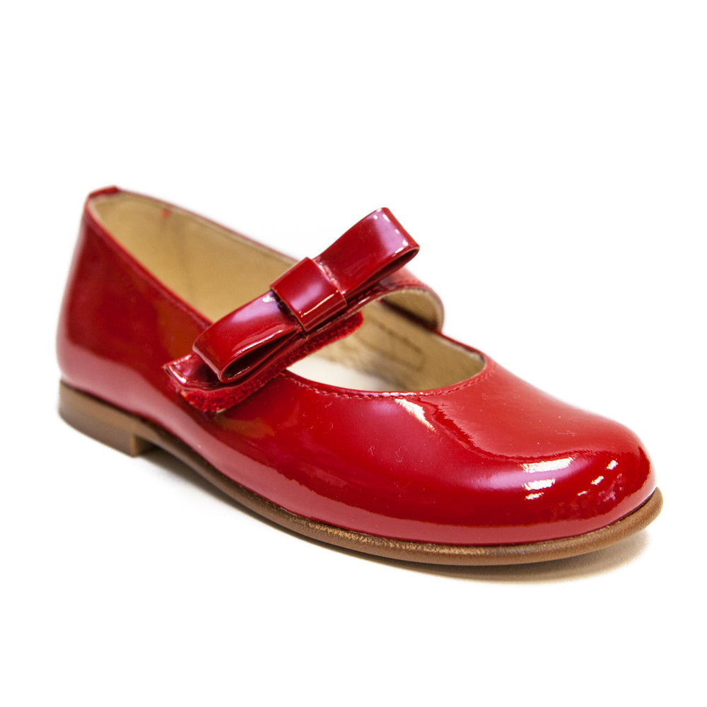 Andanines Red Patent Mary Janes with Red Bow - Liquorice Kids