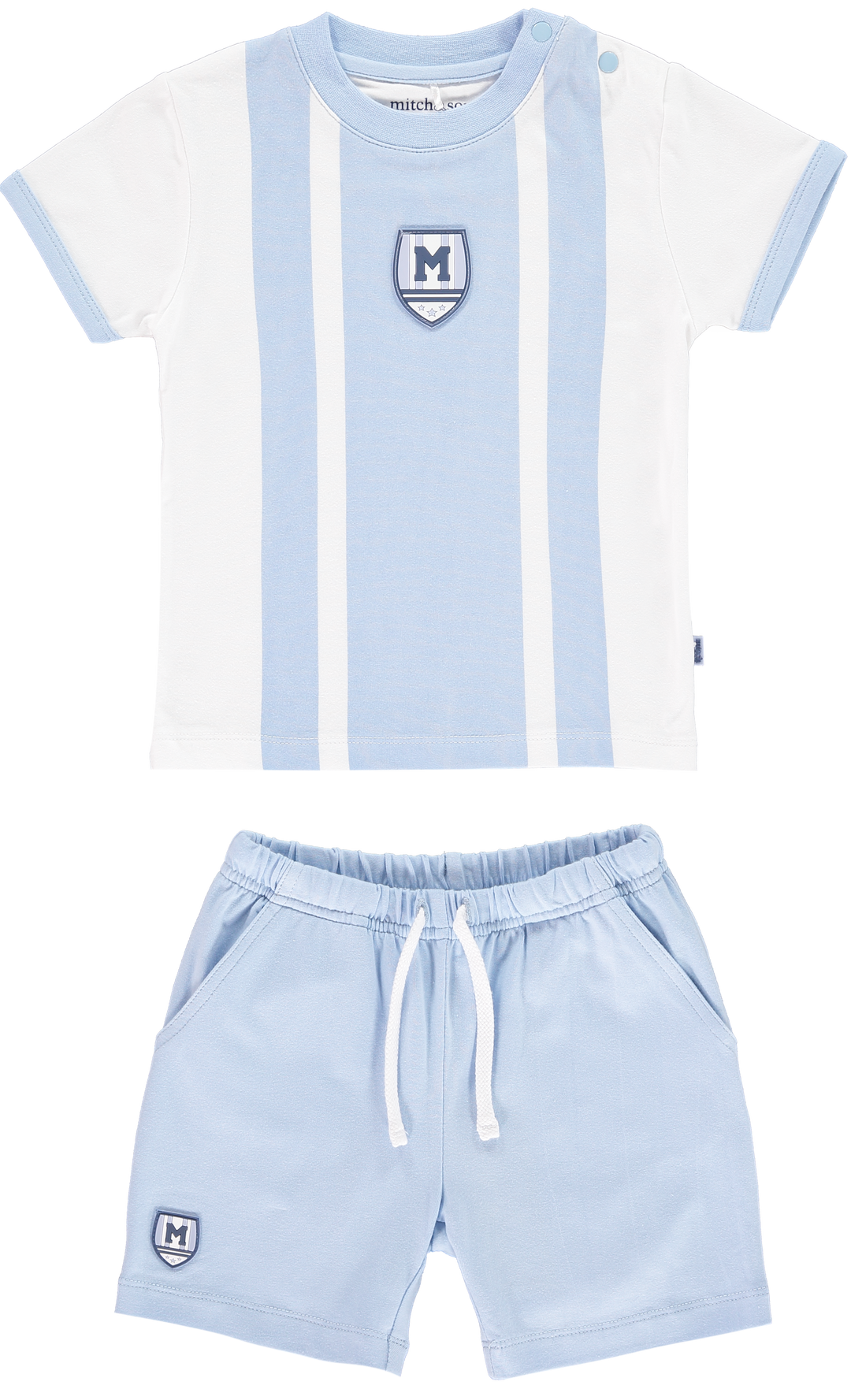 SS19 Mitch & Son Boys Nicholas Pale Blue & White Shorts Set