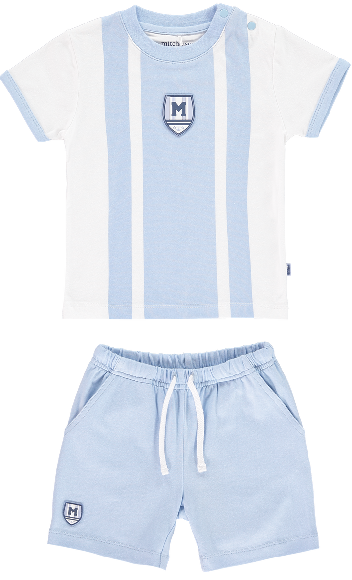 SS19 Mitch & Son Boys Nicholas Pale Blue & White Shorts Set