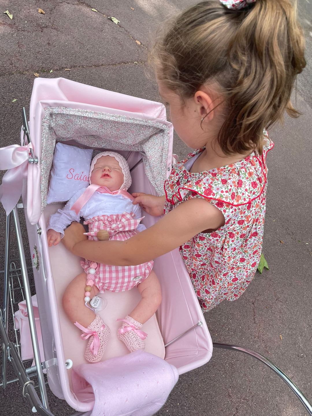 Bebelux 'Sweet Mini Pink' Spanish Doll's Pram & Bag 2034-R-CH-R