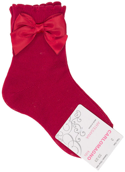 Carlomagno Red Single Bow Ankle Socks - Liquorice Kids