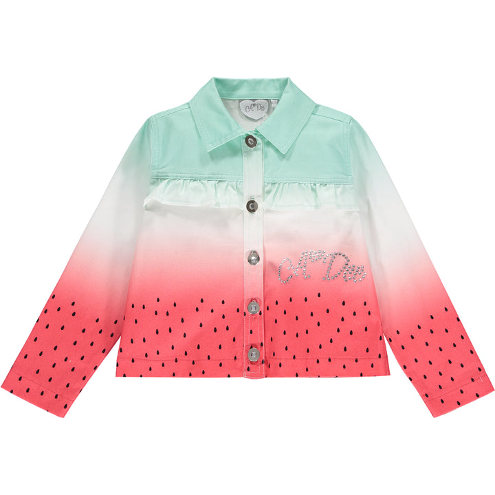 SS22 A Dee Girls Emma Watermelon Ombre Denim Jacket