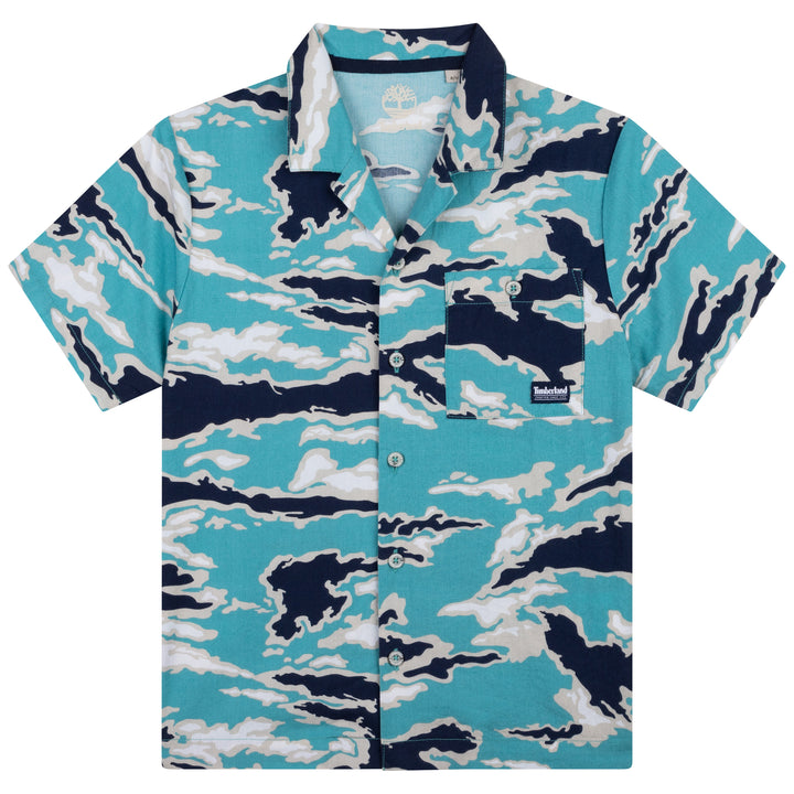 SS22 Timberland Boys Turquoise Camouflage Shirt