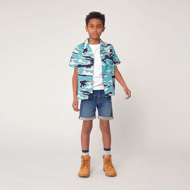 SS22 Timberland Boys Turquoise Camouflage Shirt