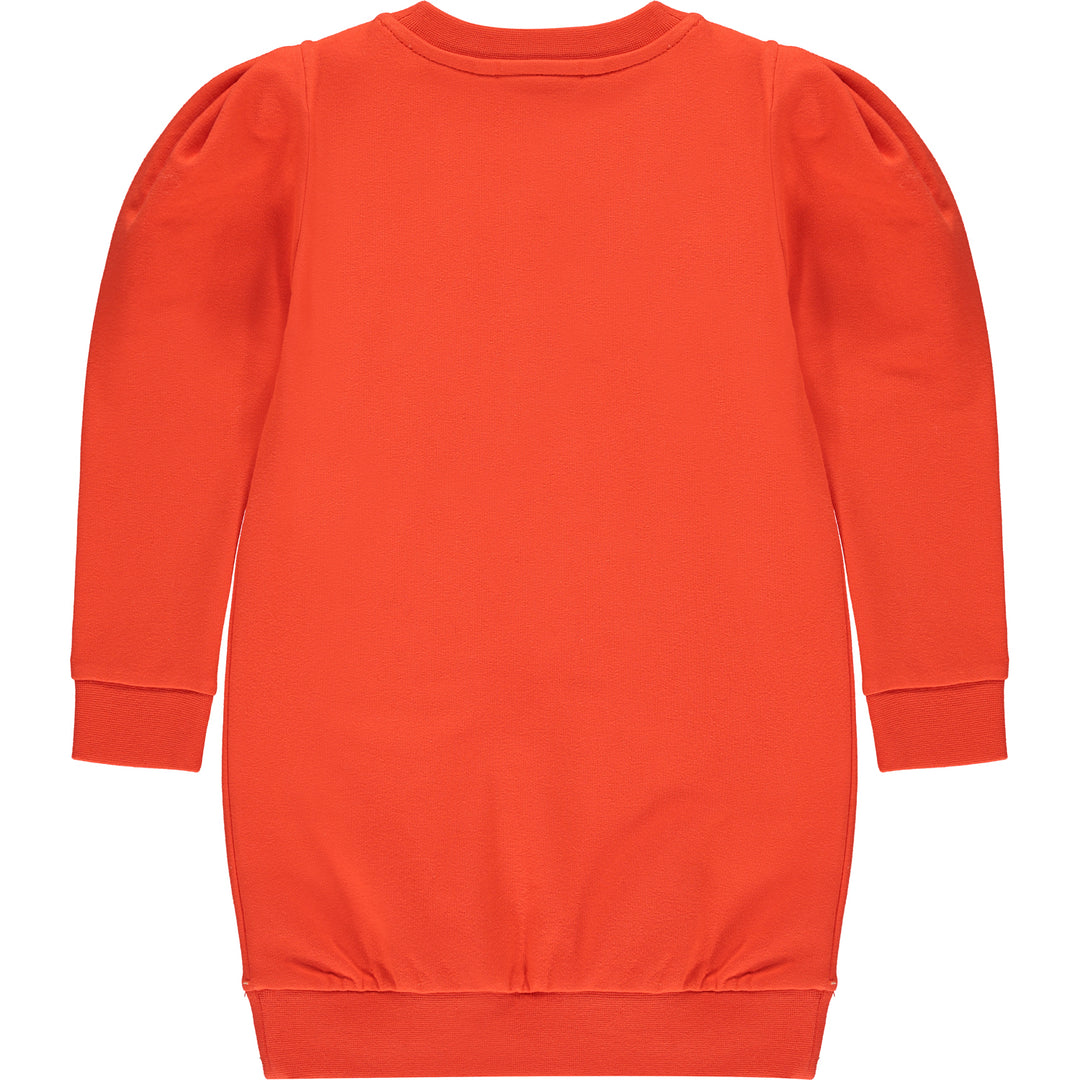 AW21 A Dee Girls Tonya Orange Puff Shoulder Sweat Dress