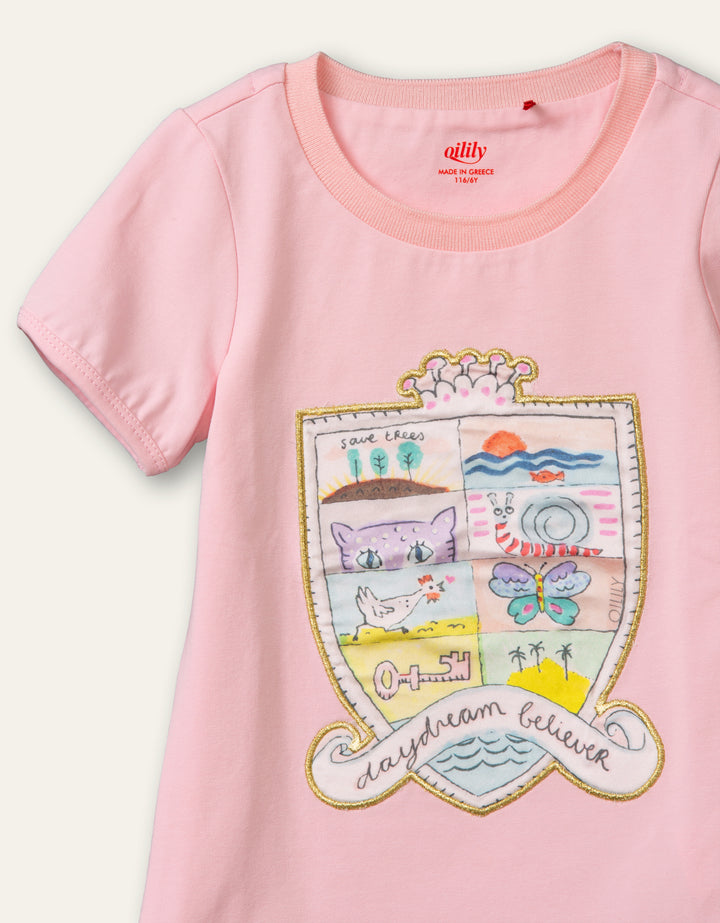 SS21 Oilily Girls Tof Pink Shield T-Shirt 36