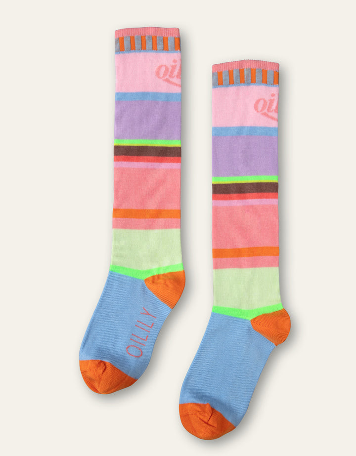 SS21 Oilily Girls Manuela Multi-Colour Stripe Knee High Socks 62