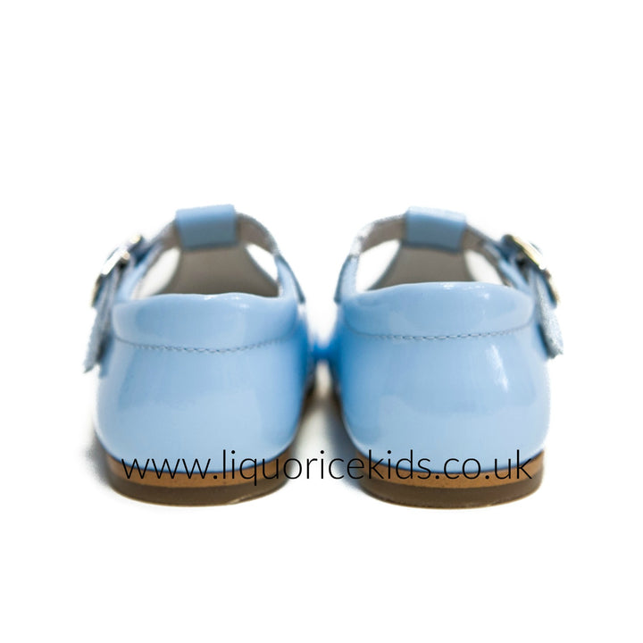 Andanines Boys Baby Blue Patent Leather T-Bars - Liquorice Kids