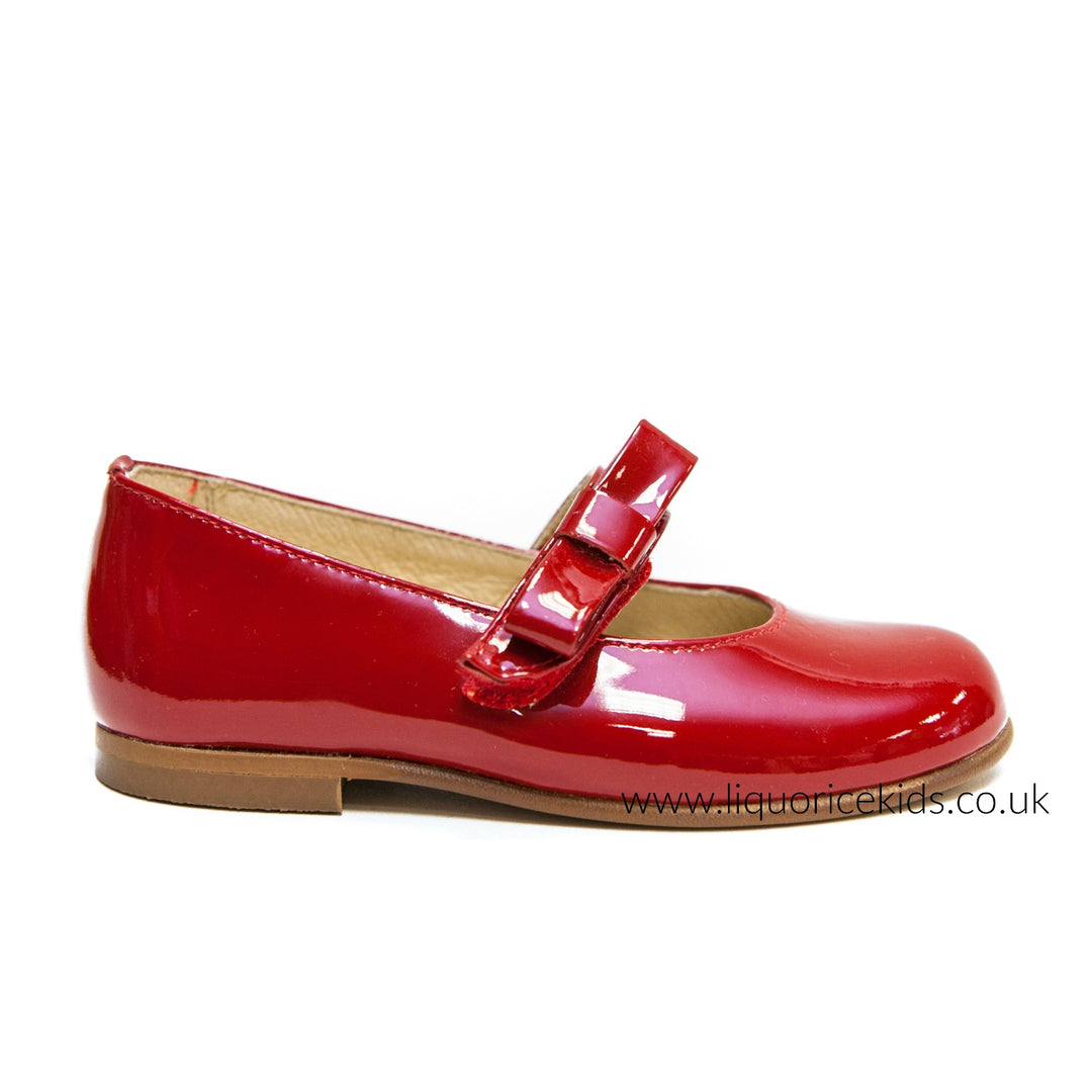 Andanines Red Patent Mary Janes with Red Bow - Liquorice Kids