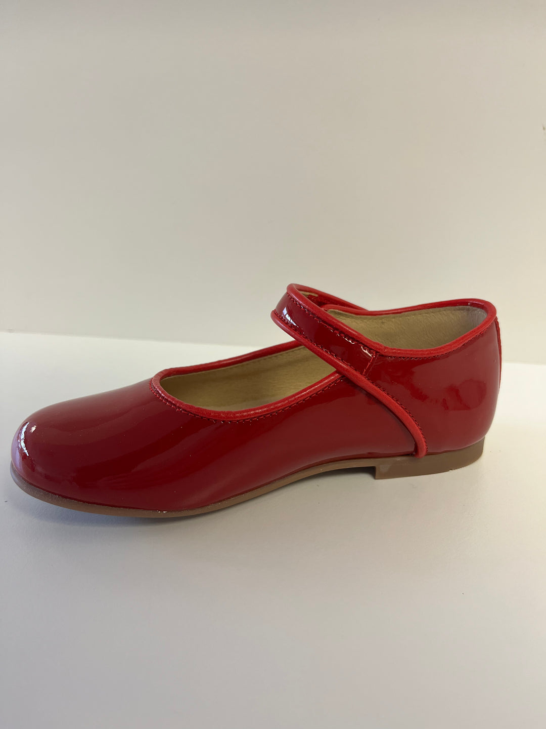 Andanines Red Patent Velcro Strap Mary Janes