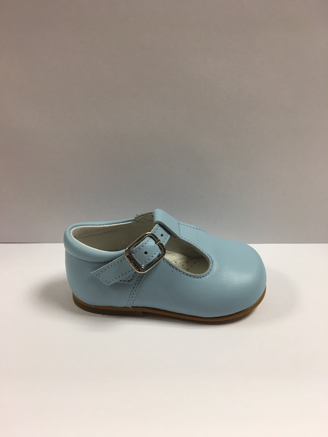 Andanines Boys Baby Blue Leather T-Bar Shoes - Liquorice Kids