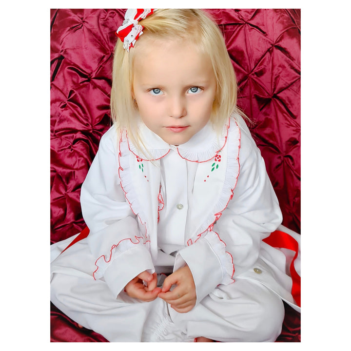 Salero Spanish White and Red Pajamas and Dressing Gown