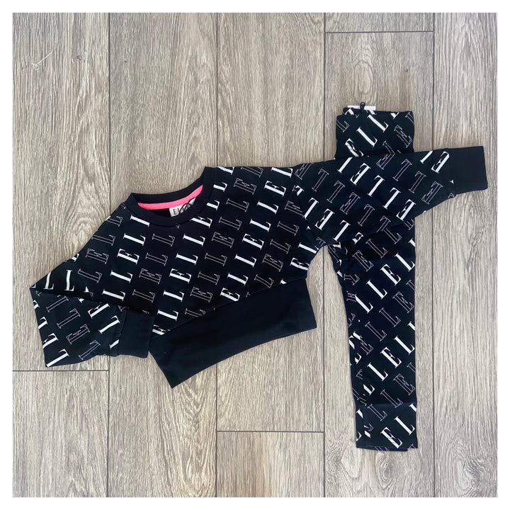 ELLE Black Printed Cropped Jumper