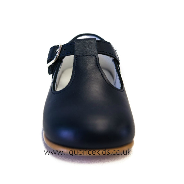 Andanines Boys Leather Navy T-Bar Shoe - Liquorice Kids