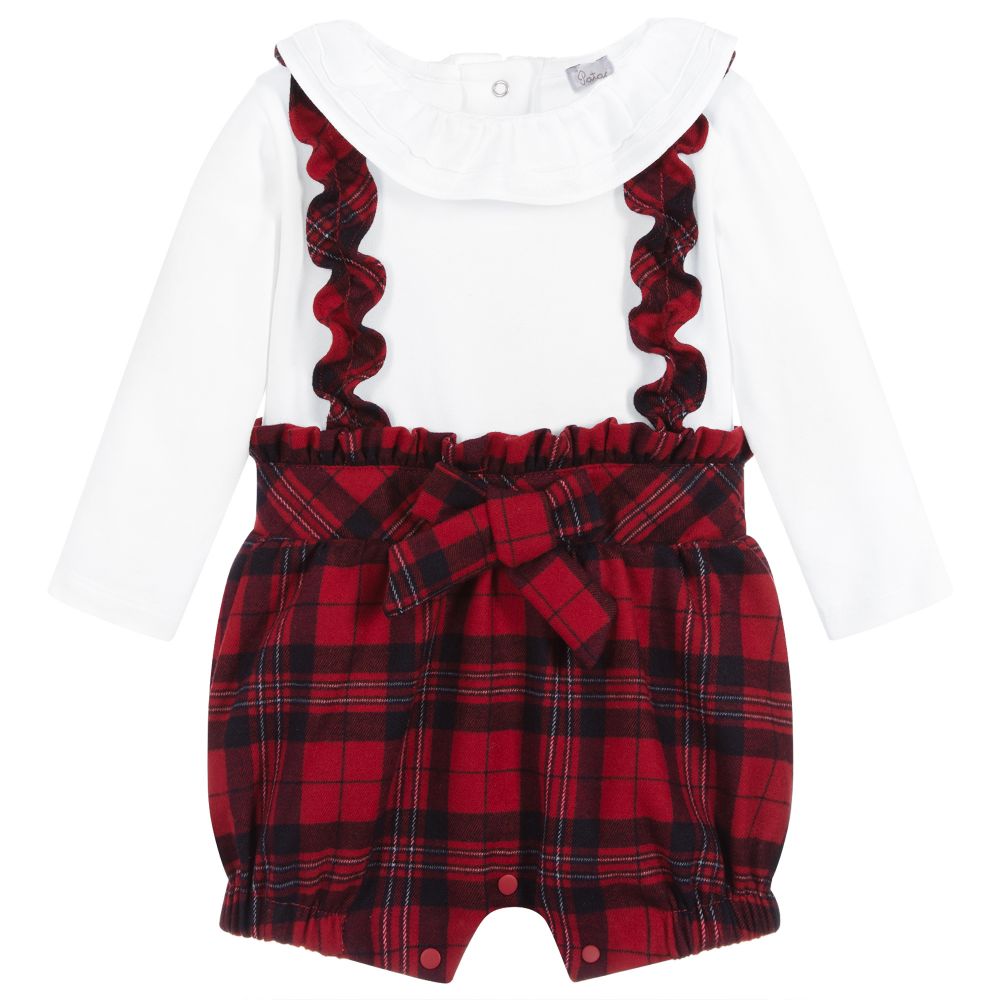 AW20 Patachou Baby Girls Tartan Romper