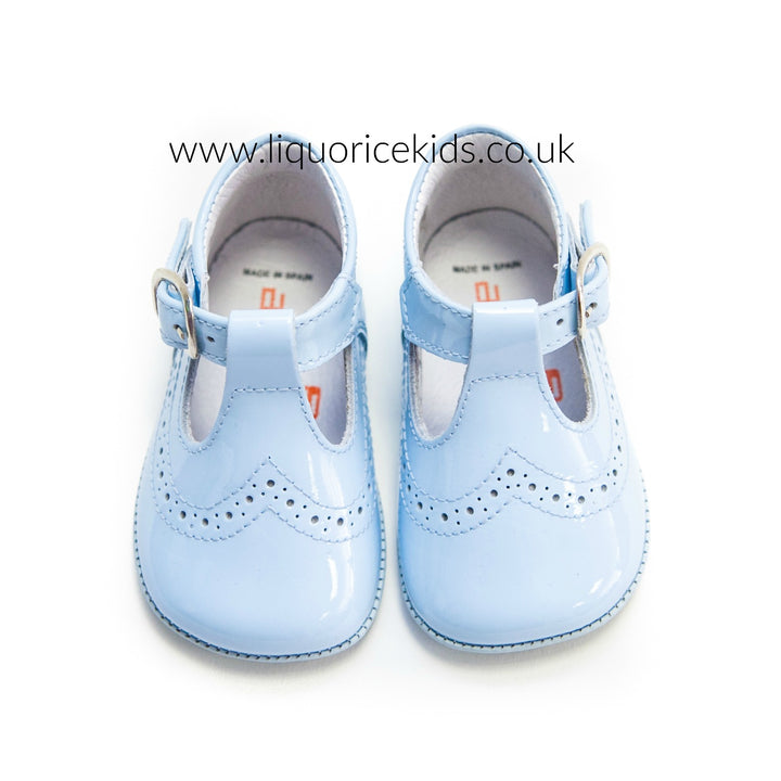 Andanines Baby Blue Patent Pram Shoe - Liquorice Kids