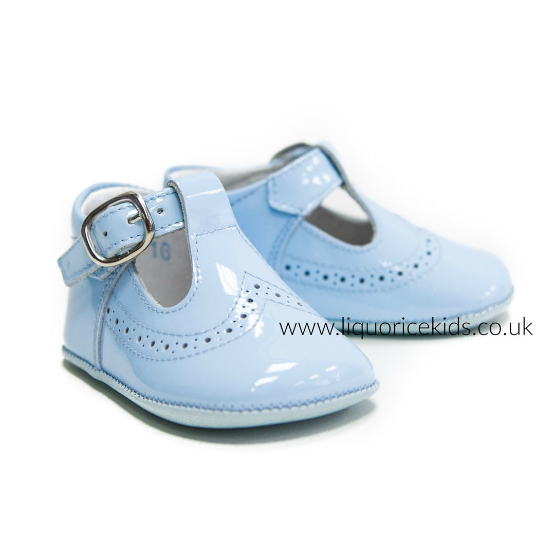 Andanines Baby Blue Patent Pram Shoe - Liquorice Kids