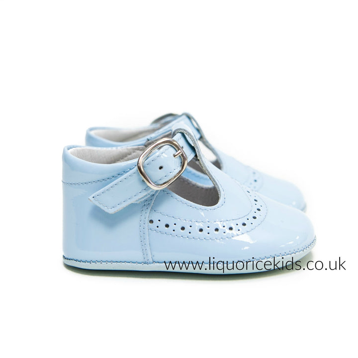 Andanines Baby Blue Patent Pram Shoe - Liquorice Kids