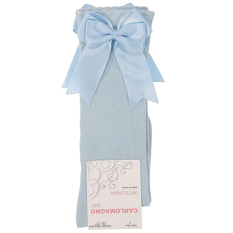 Carlomagno Baby Blue Double Bow Knee High Socks